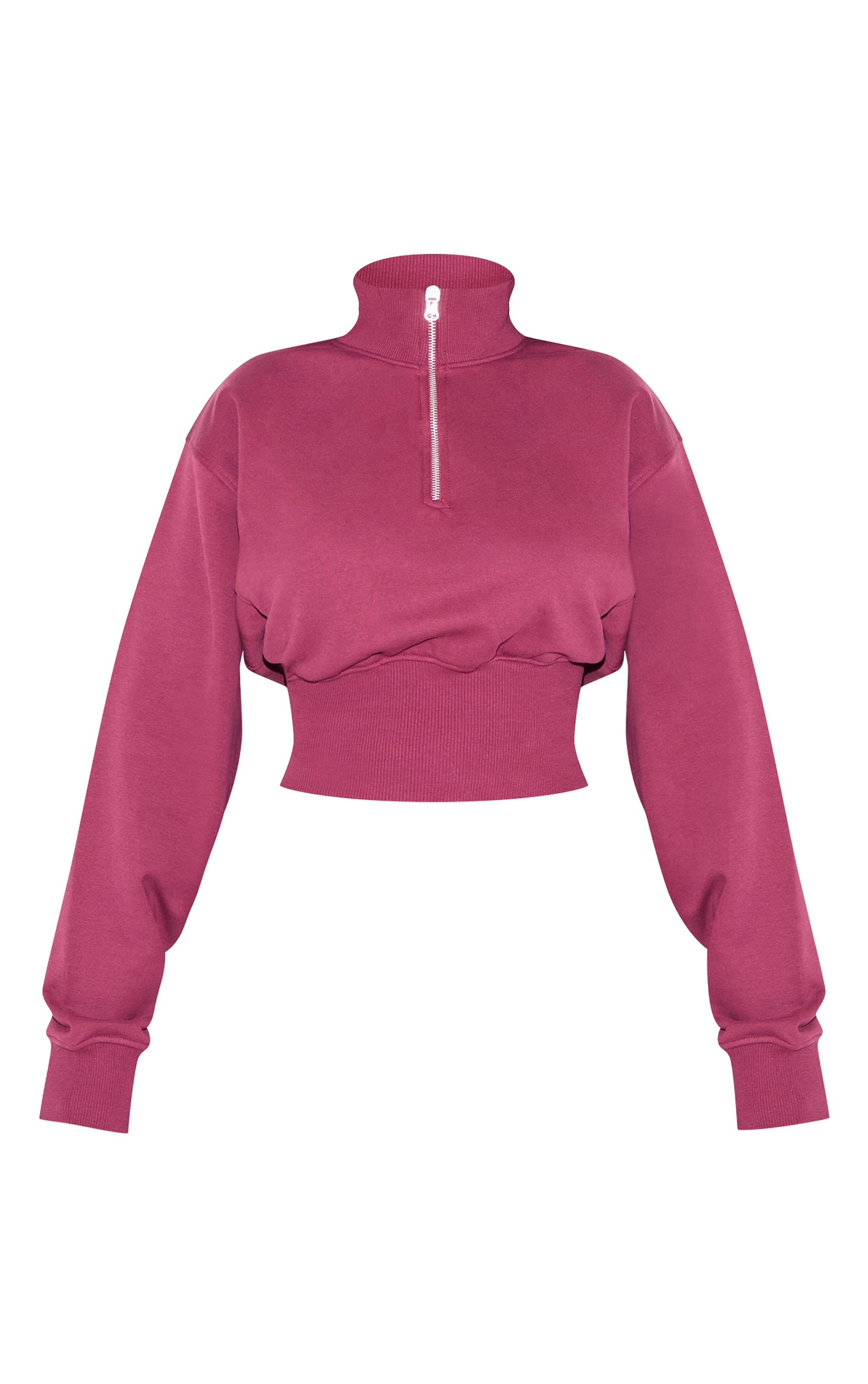 Shape Burgundy Half Zip Cropped Sweatshirt image 5