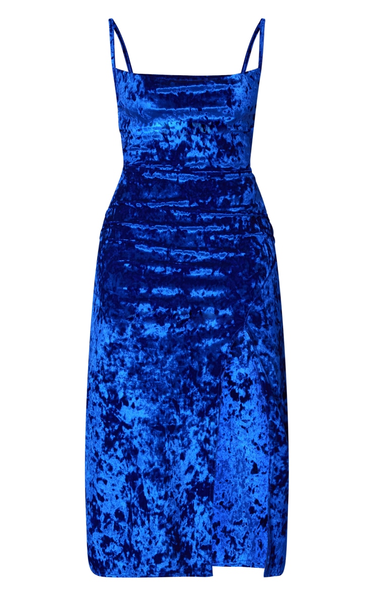 Shape Cobalt Velvet Cowl Split Midi Dress image 5