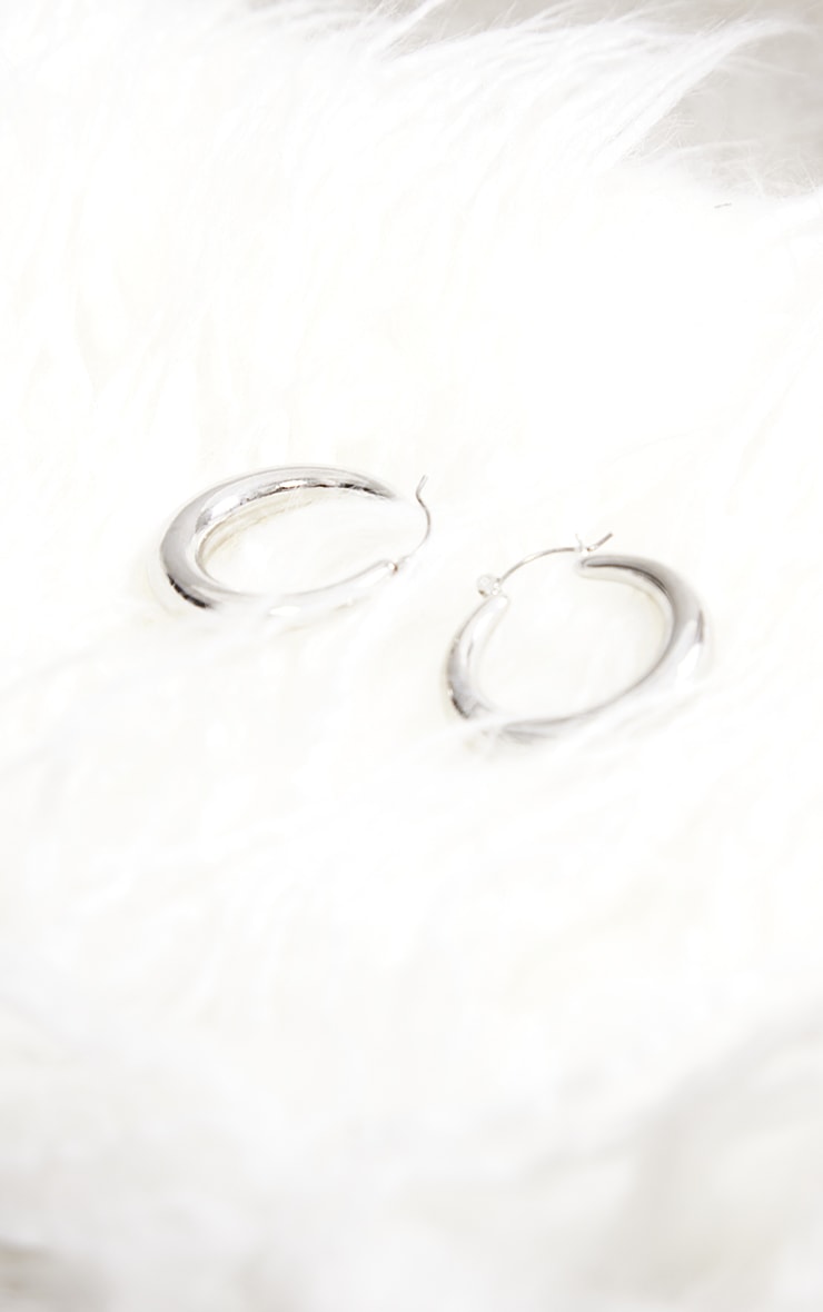Boucles D'oreilles Créoles Trois Anneaux Grand Modèle Argent Rhodié