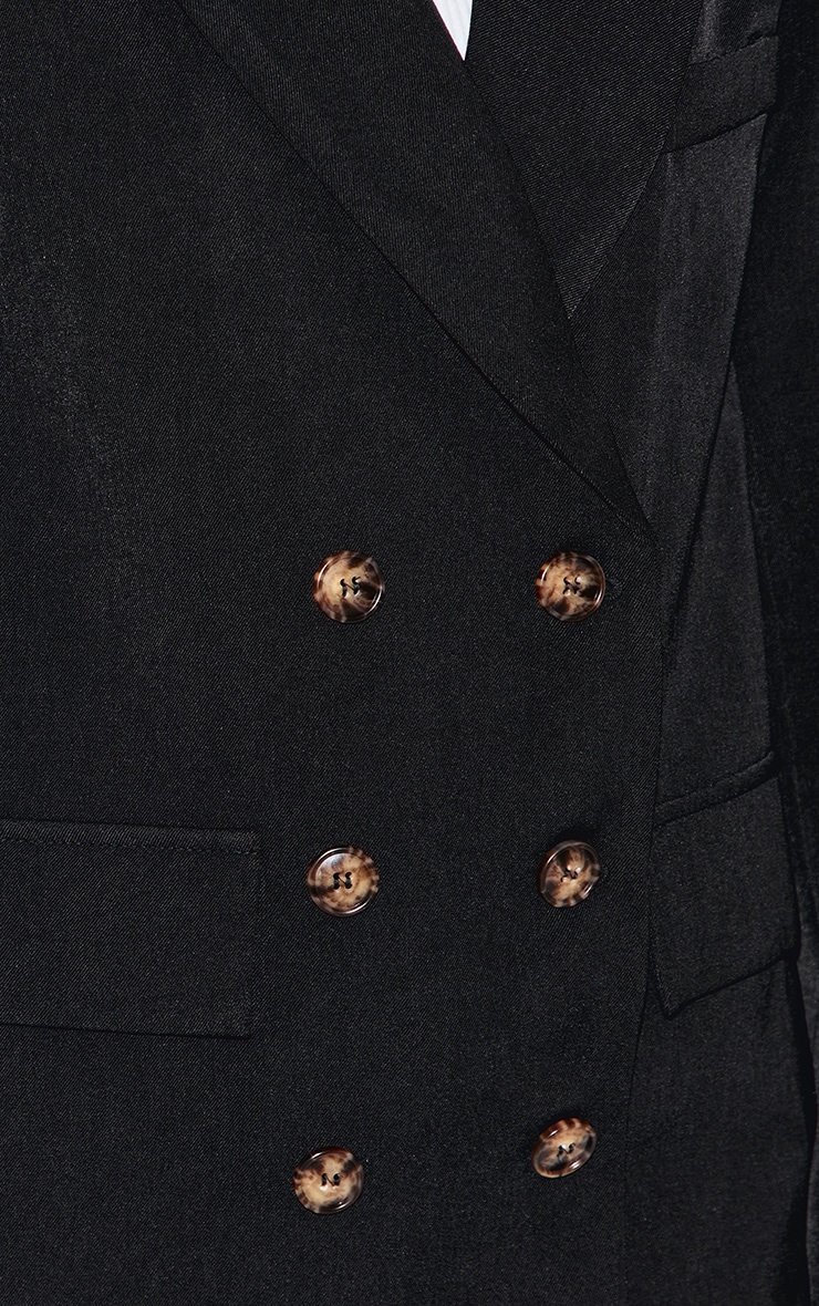 Petite Black Premium Double Breasted Button Detail Blazer image 4