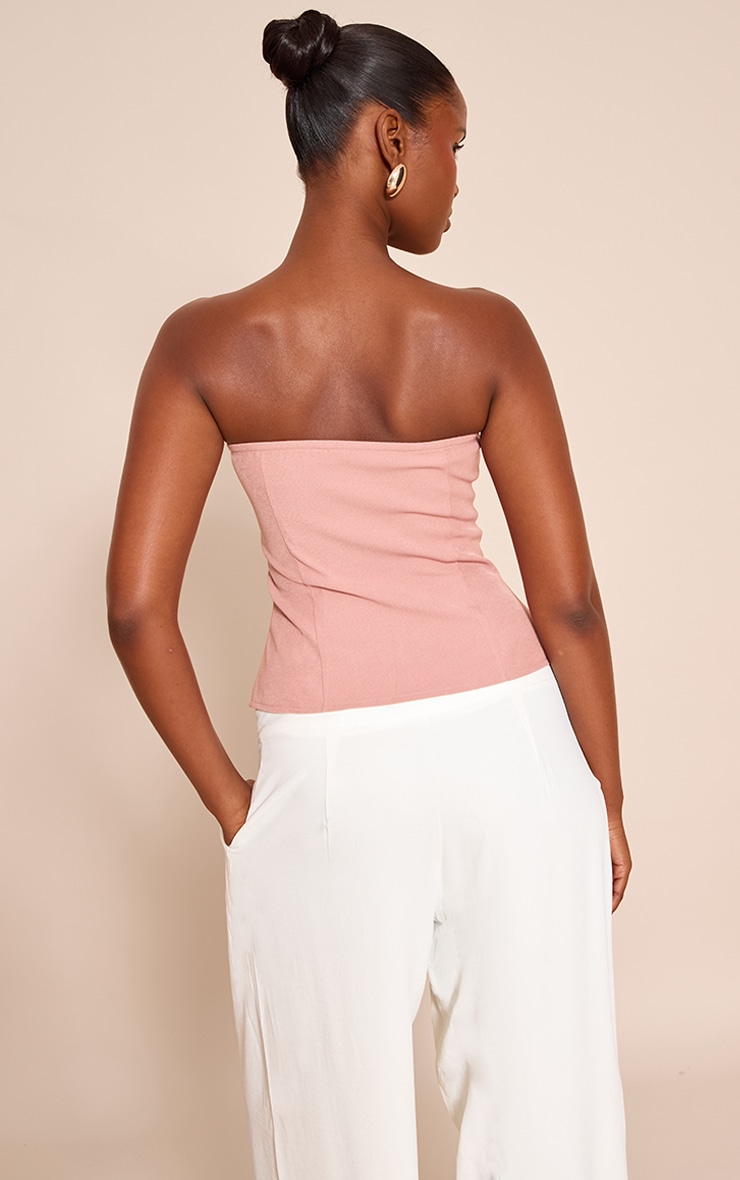 Pink Woven Trim Detail Bandeau Top image 2
