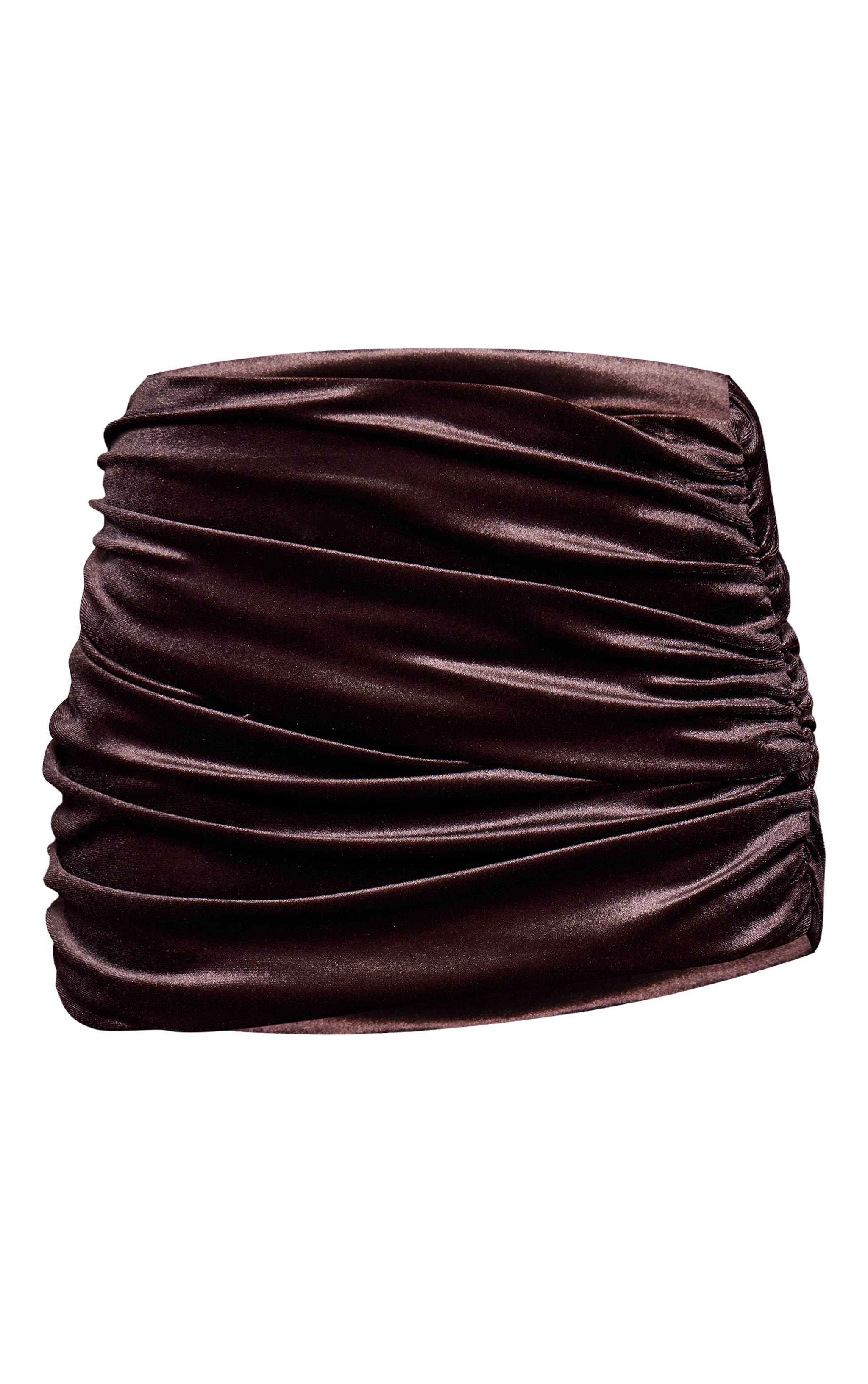 Chocolate Velvet Ruched Mini Skirt image 6