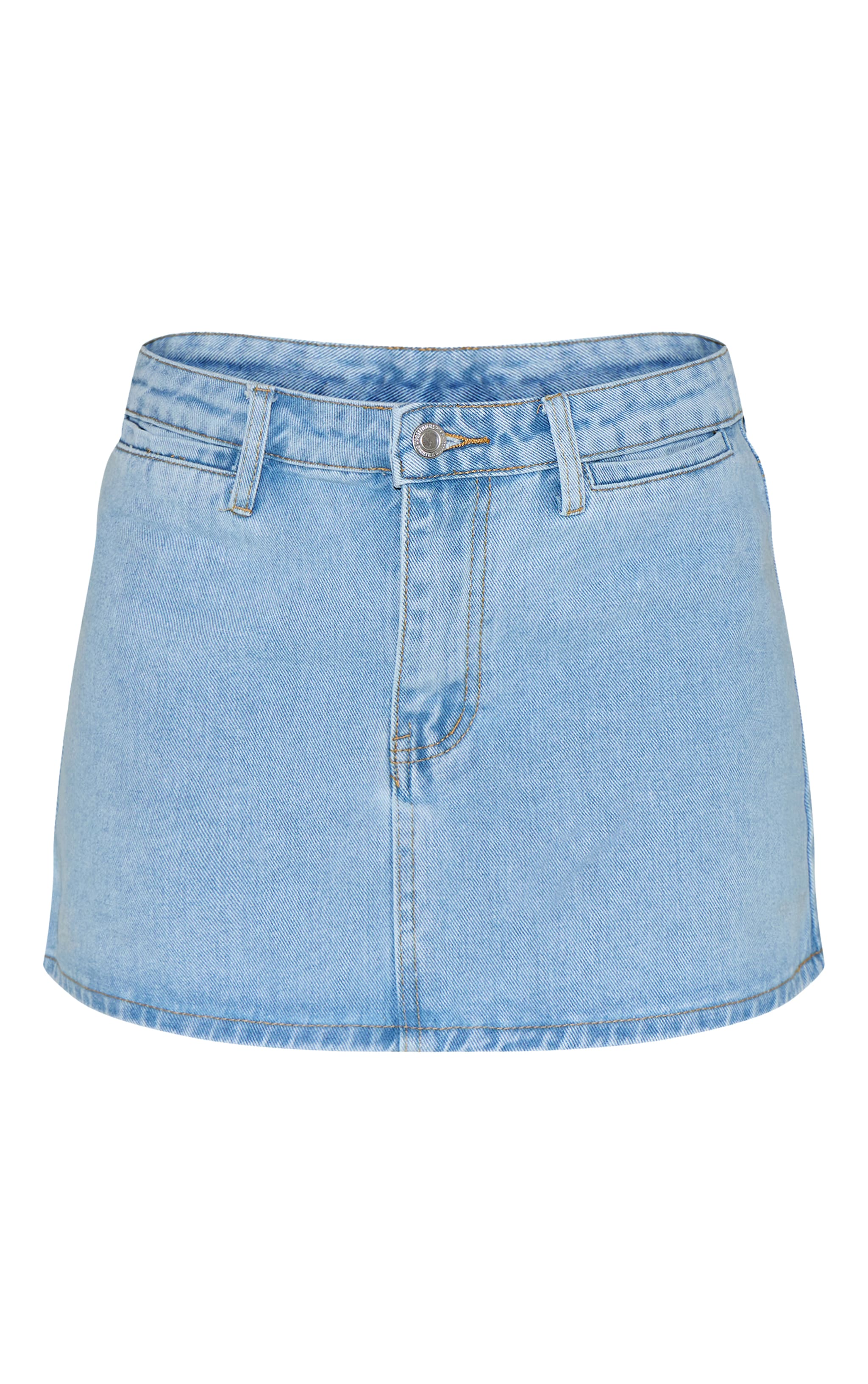 Light Blue Button Up Denim Mini Skirt image 6