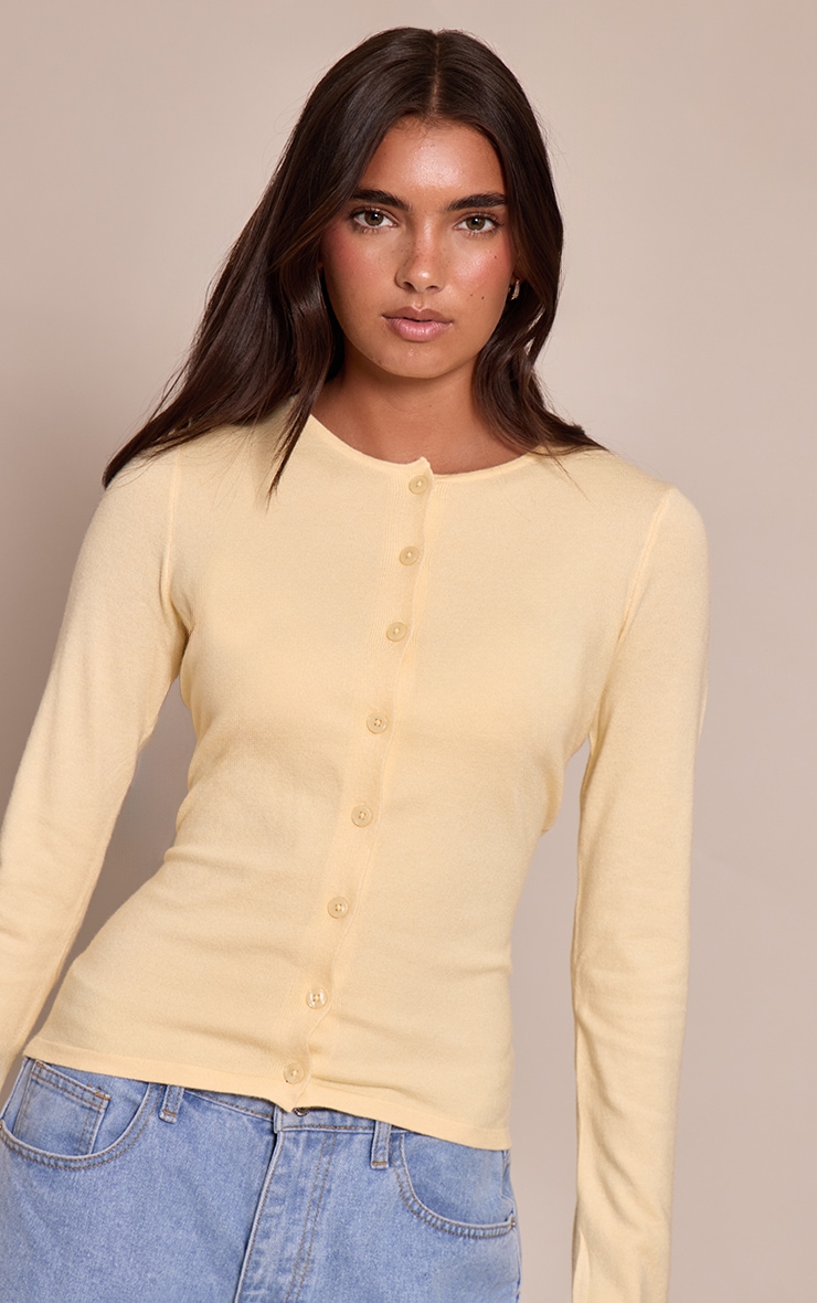 Butter Cream Button Through Fine Knit Cardigan image 4