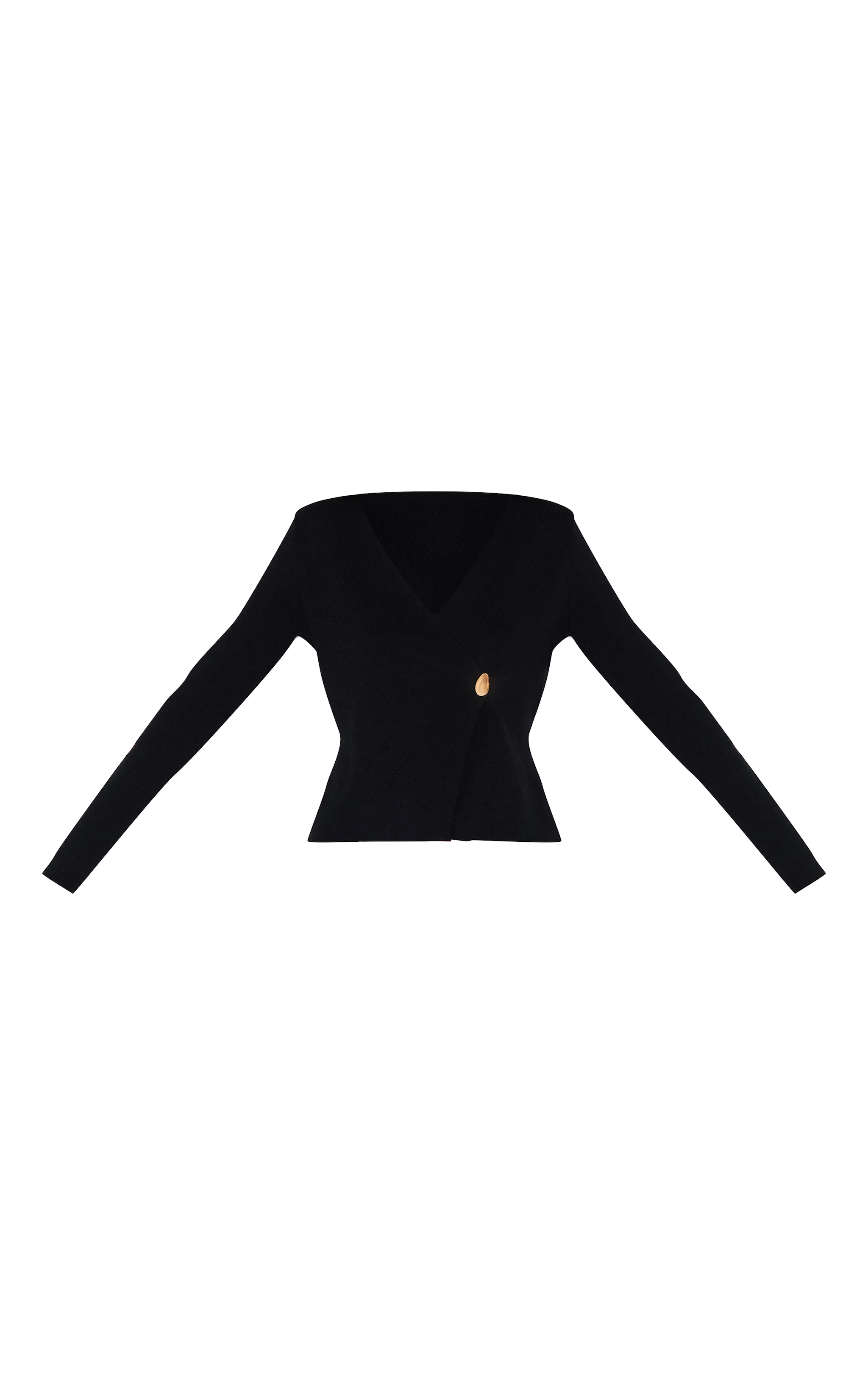 Black Asymmetric Compact Knit Cardigan image 5