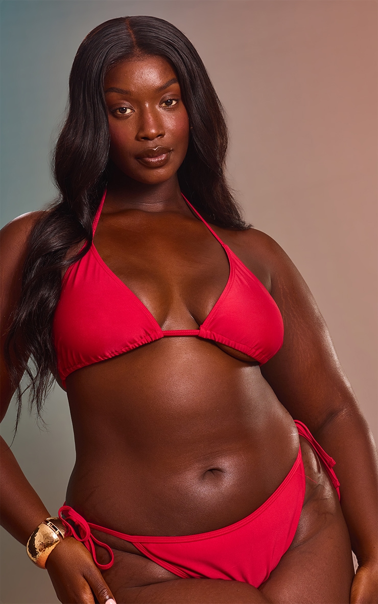Plus Bas de maillot de bain Mix & Match rouge à côtés noués image 3
