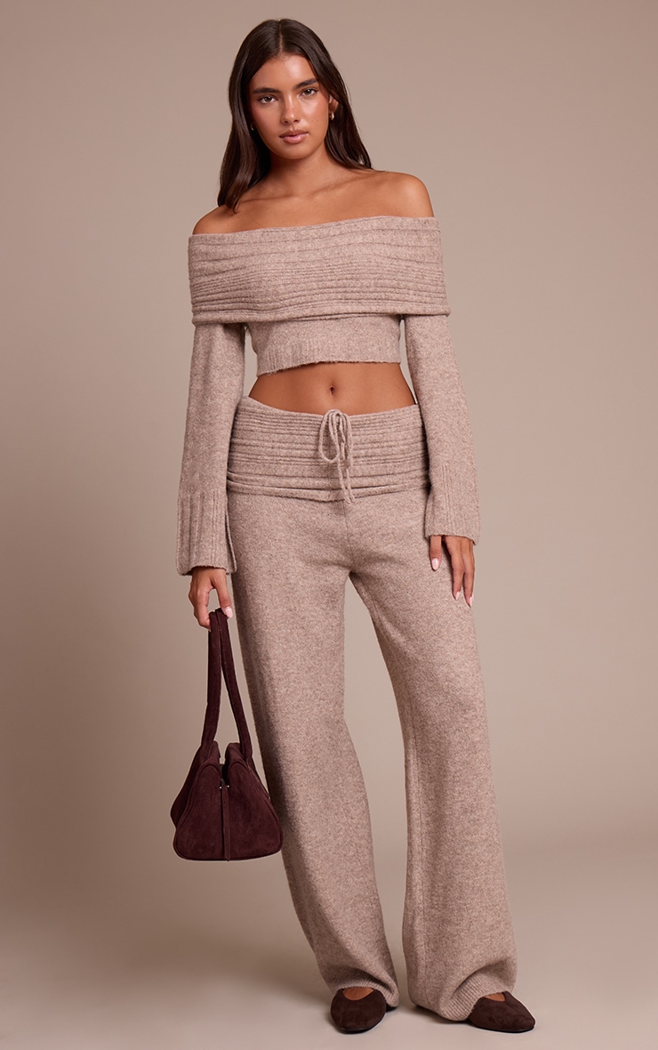 Mocha Rib Soft Knit Fold over Pant image 1