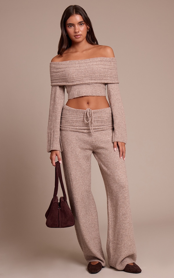 Mocha Rib Soft Knit Fold over Pant