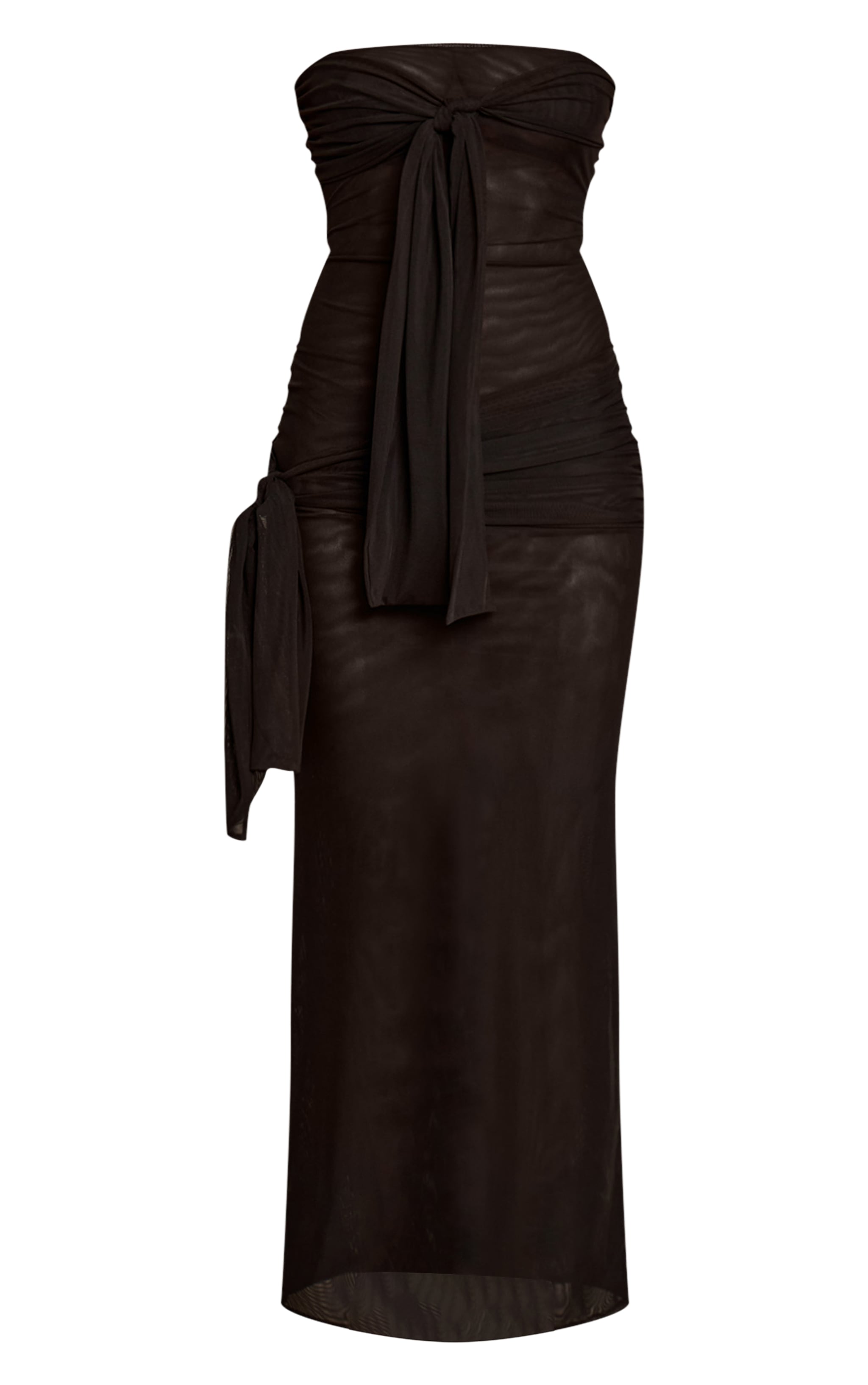 Robe bustier longue en mesh noir à détails noués image 5