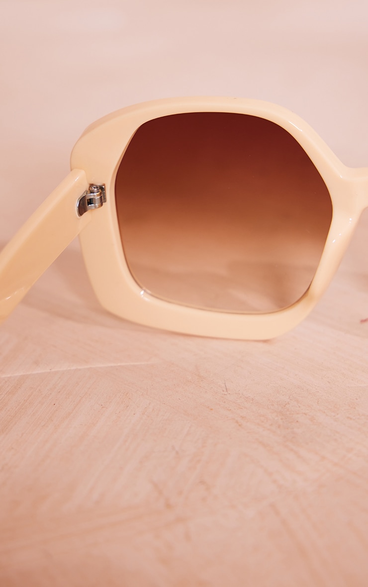 Cream Oversized Square Lens Sunglasses image 3