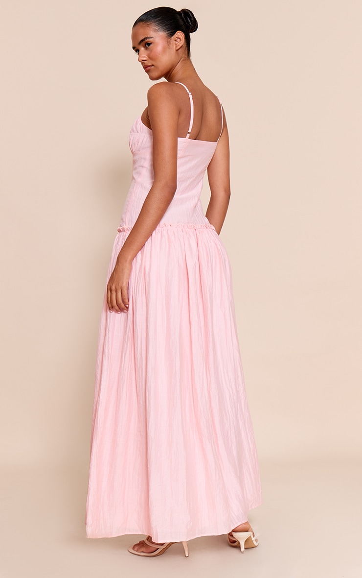 Light Pink Ruched Bust Drop Waist Maxi Dress image 2