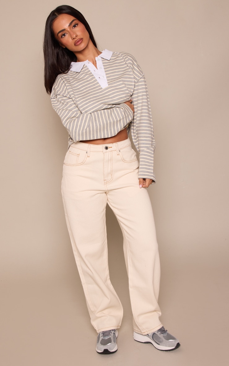 Petite Ecru Boyfriend High Waist Jeans