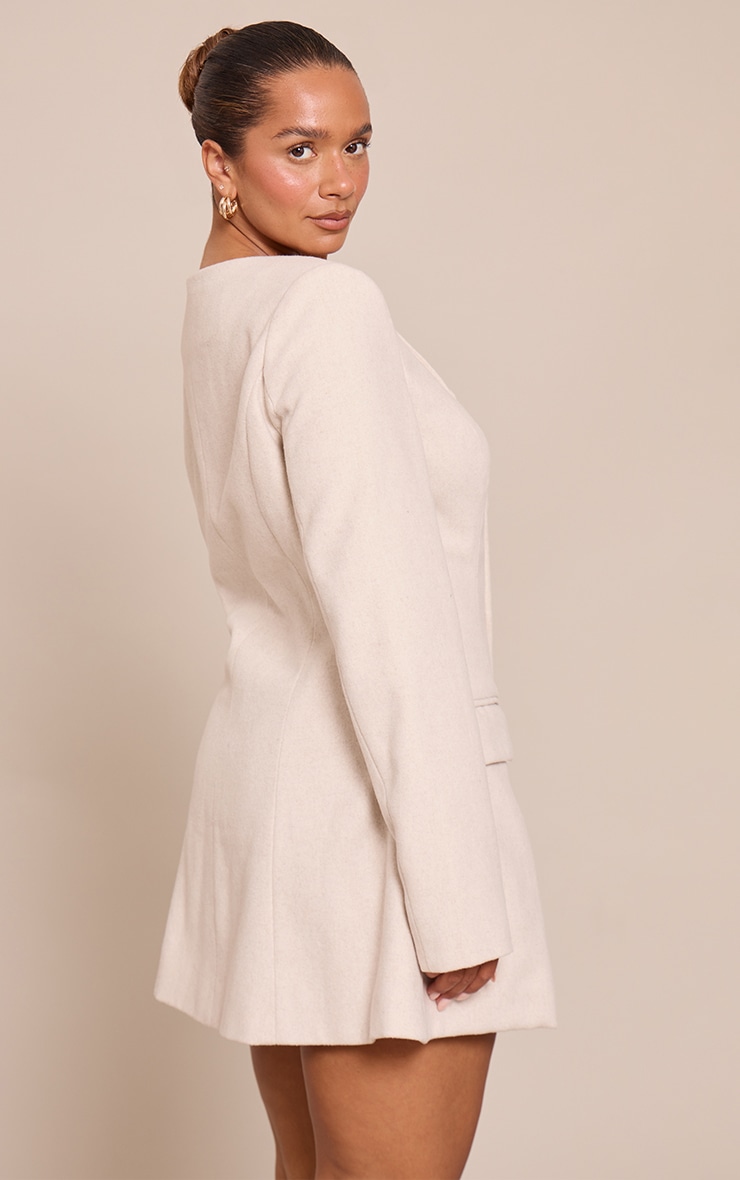 Shape Cream Wool-Look Button Front Blazer Dress image 2
