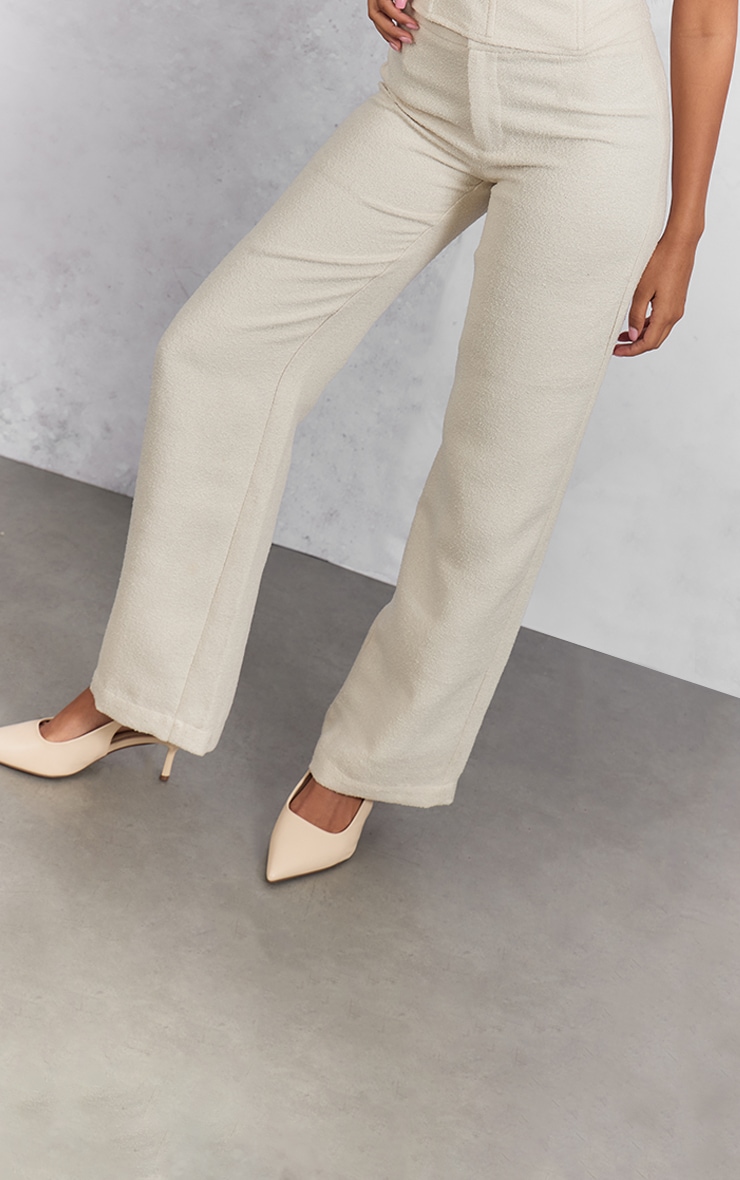 White Boucle Low Rise Straight Leg Pant image 2