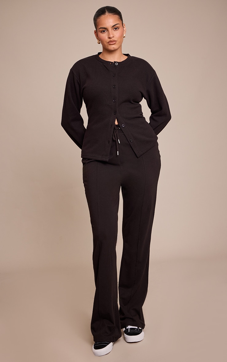 Plus Black Cotton Seam Detail Mid Rise Skinny Flares image 1