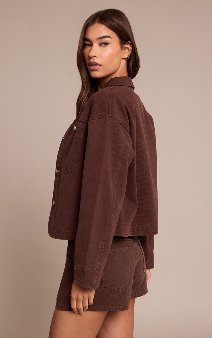 Chocolate Curved Hem Denim Shorts image 3