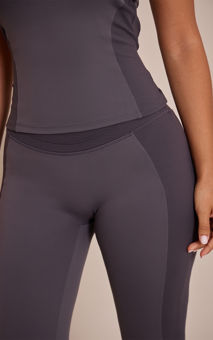 Petite Charcoal Sculpt Rib Panel Leggings image 4