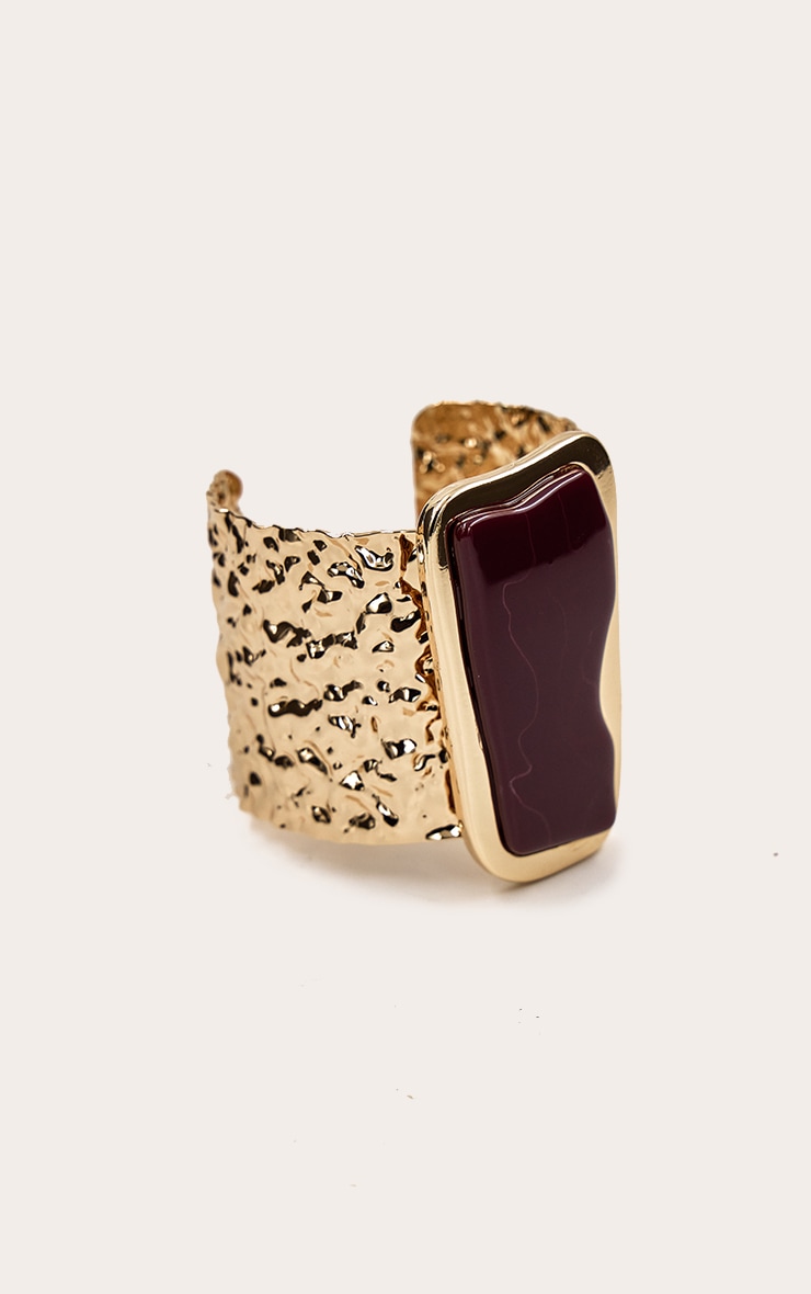 Plum Resin Stone Cuff Bangle image 2