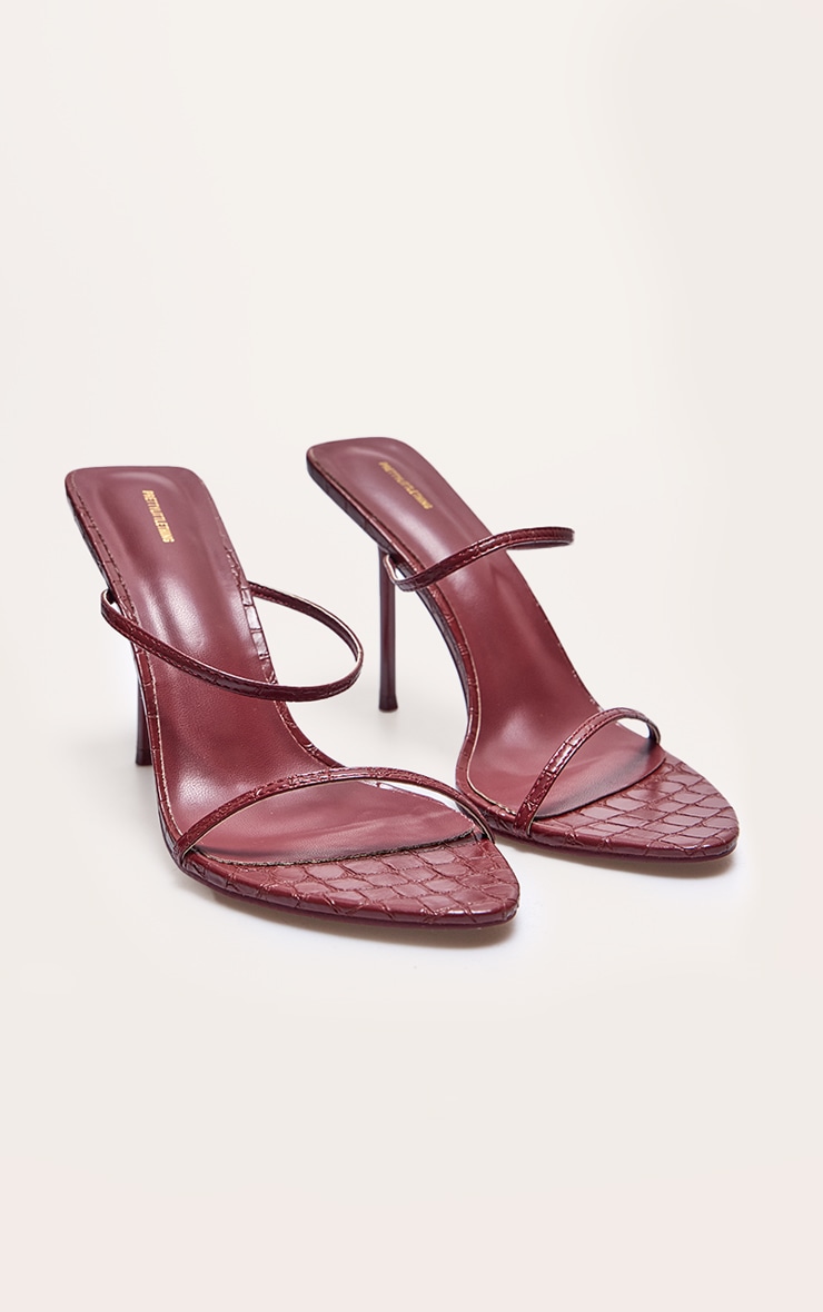 PLT Label Talons fins en PU rouge sang effet croco à bout pointu image 3