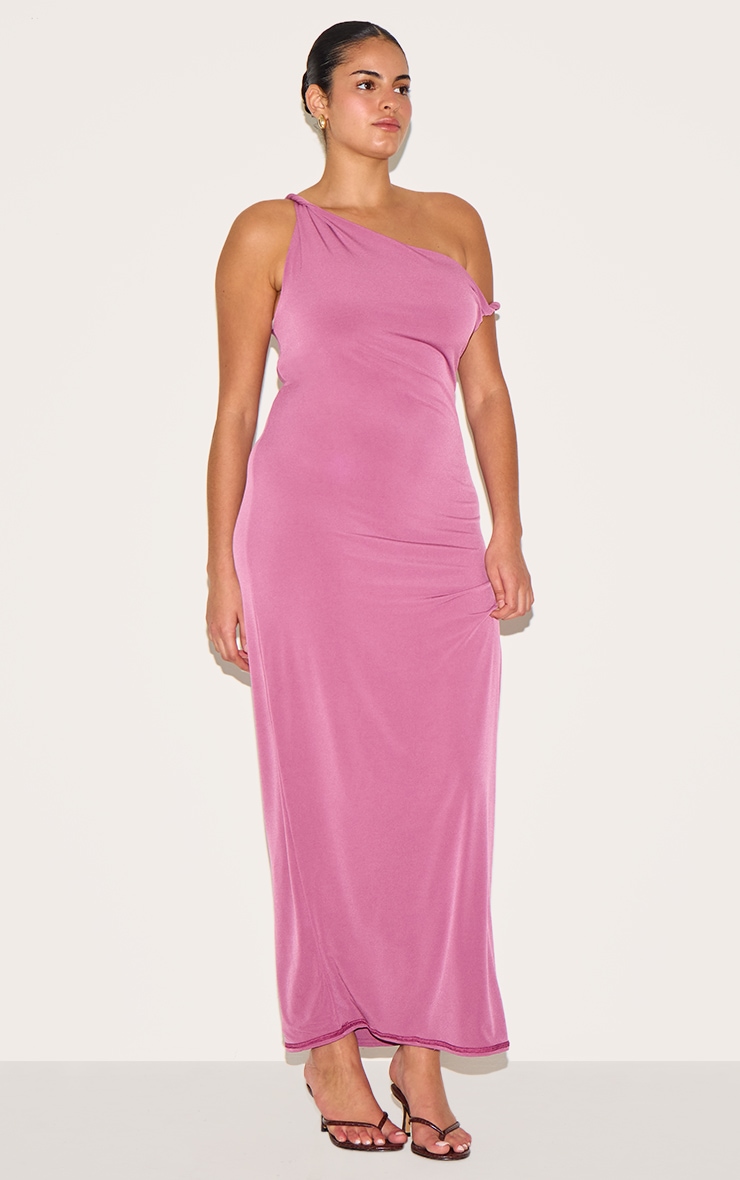 Plus Dusty Rose Off Shoulder Twisted Maxi Dress image 3