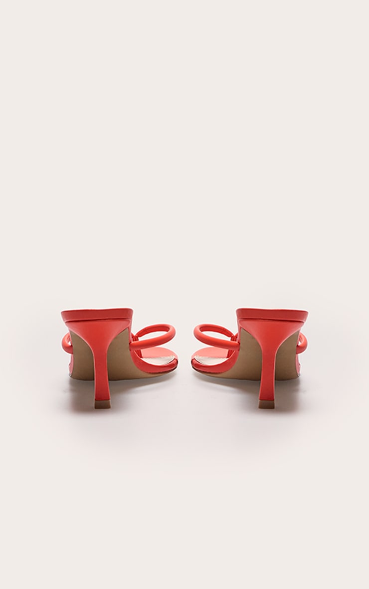 Mules style tongs rondes en PU orange brûlé à talon moyen image 3