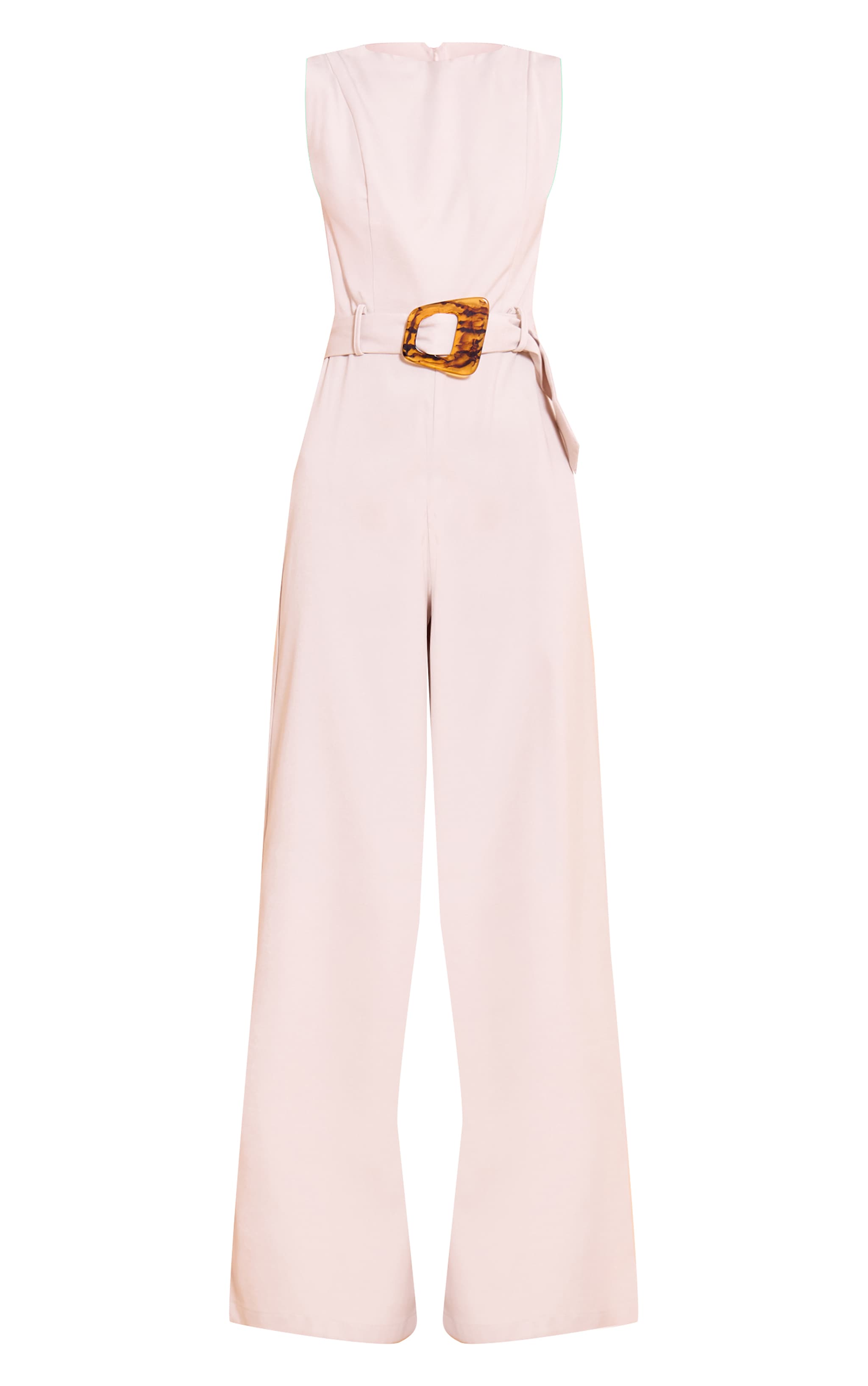 Stone Woven Boat Neck Straight Leg Jumpsuit image 5