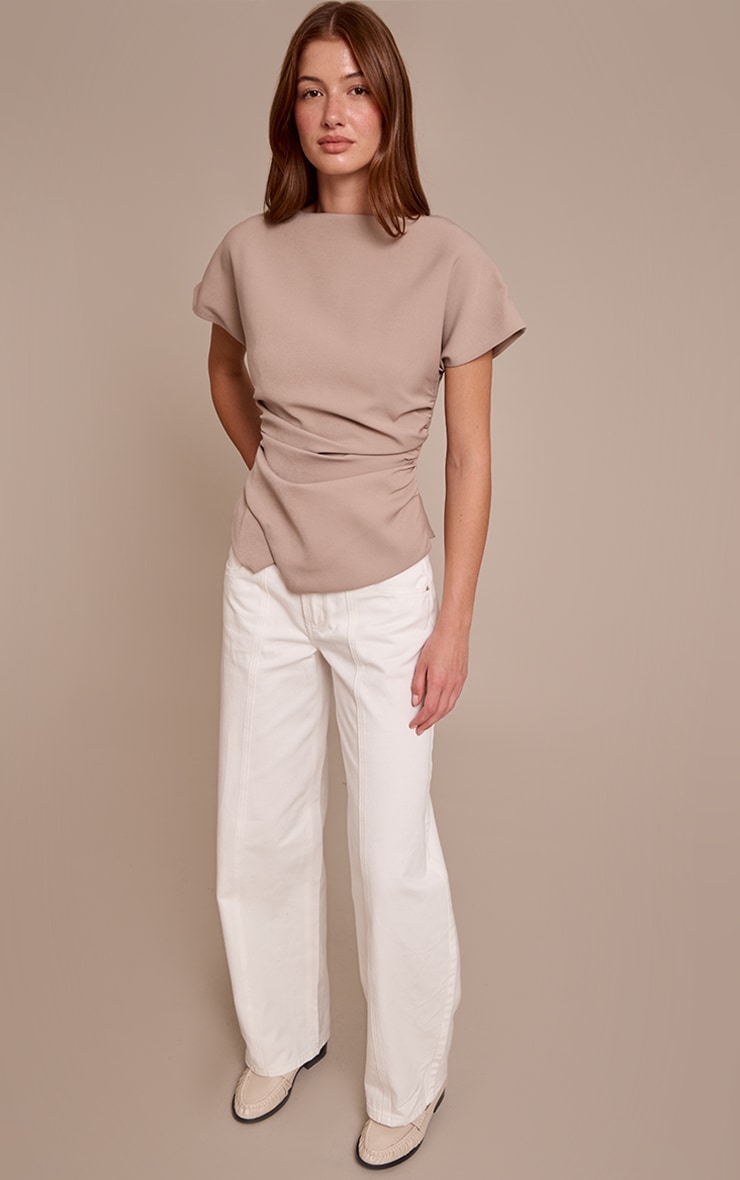 Stone Woven Ruched Cinched Waist Top  image 3