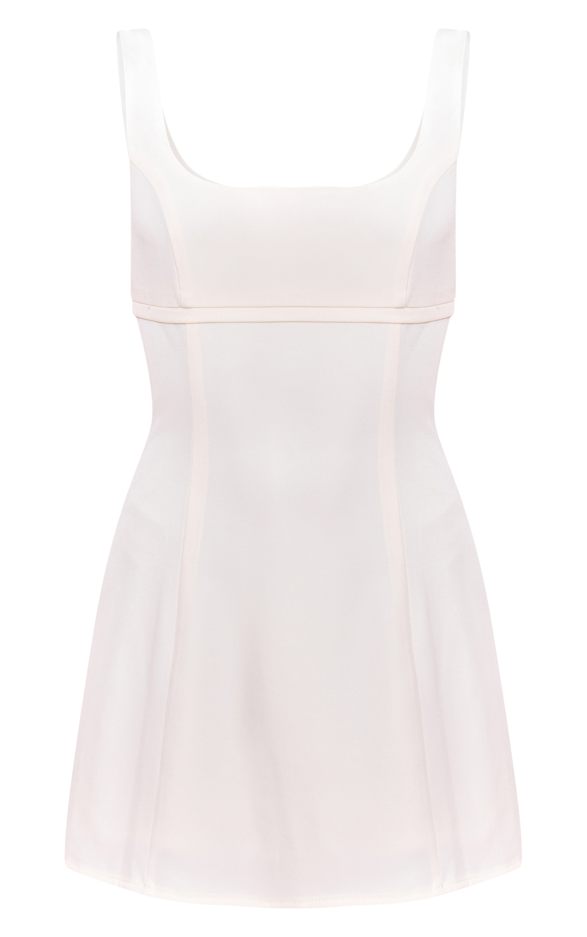White Tailored Woven Bust Seam Sleeveless Shift Dress image 5