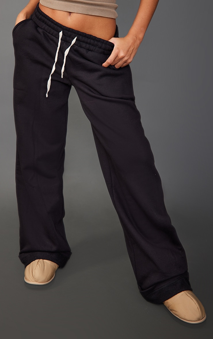 Black Oversized Sweat Turn Up Hem Sweatpants image 2