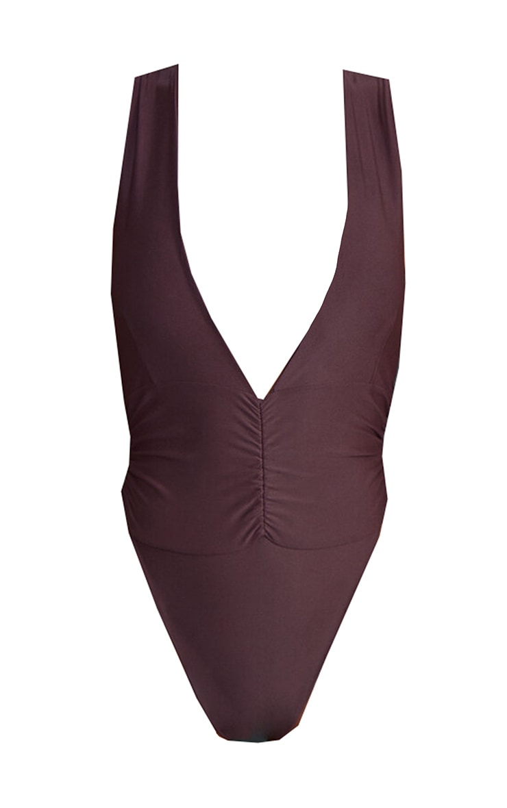 Chocolate Ruched Waist Swimsuit image 5