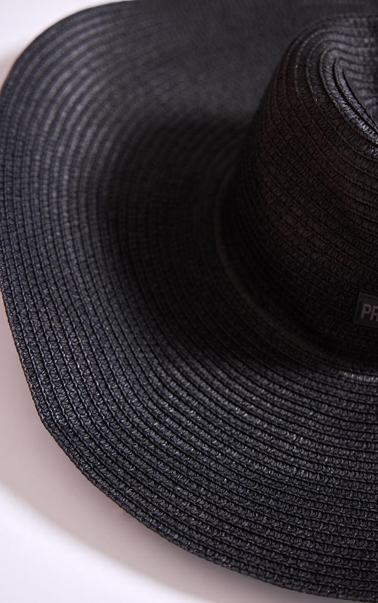 PRETTYLITTLETHING Chapeau de soleil XXL en raphia noir image 3