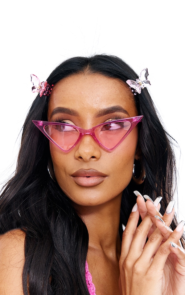 Pink Butterfly Hair Clips Accessories PrettyLittleThing