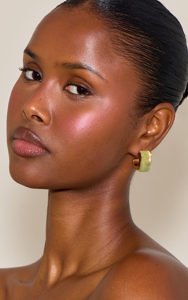 Green Marble Effect Squared Hoop Earrings