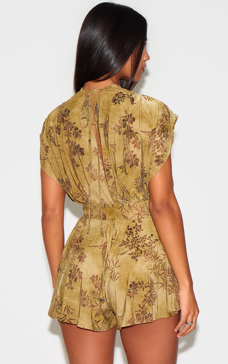 Olive Devore Sleeveless Plunge Romper image 2