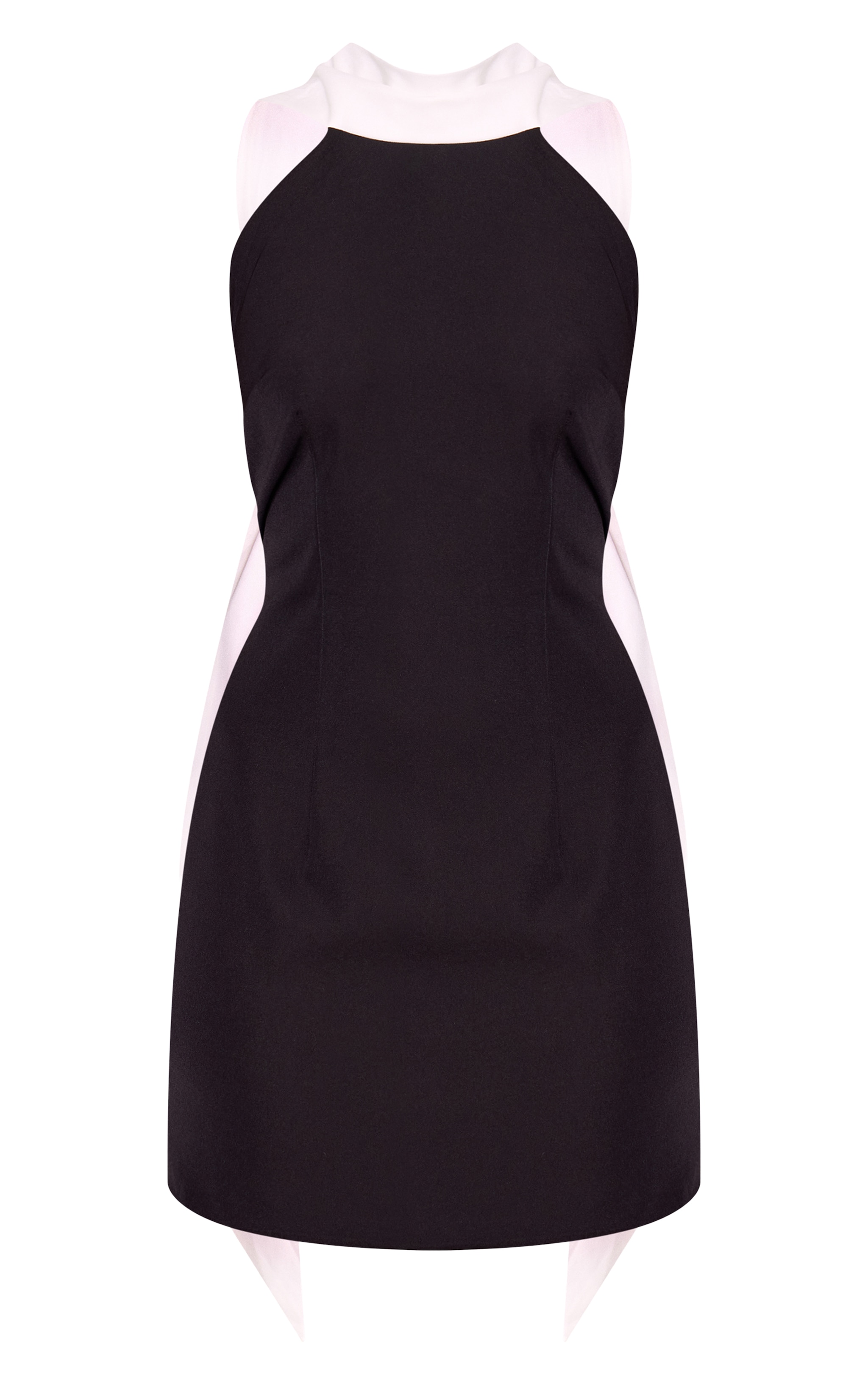Black Halterneck Contrast Drape Detail Backless Mini Dress image 5