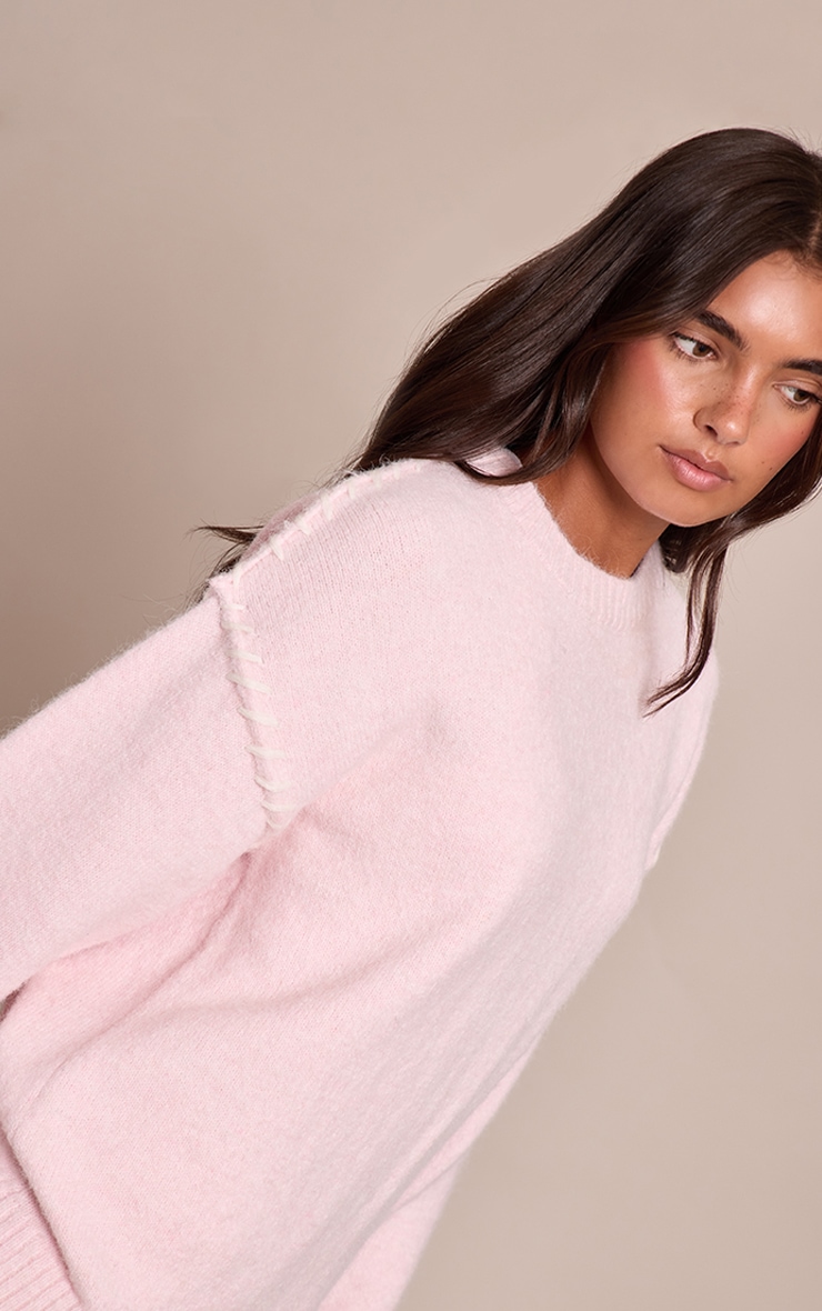 Pink Blanket Stitch Knit Jumper image 1