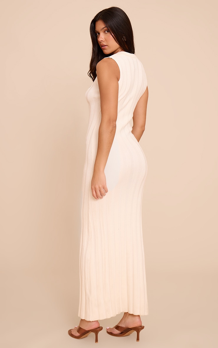 Cream Sleeveless Wide Rib Dress image 2