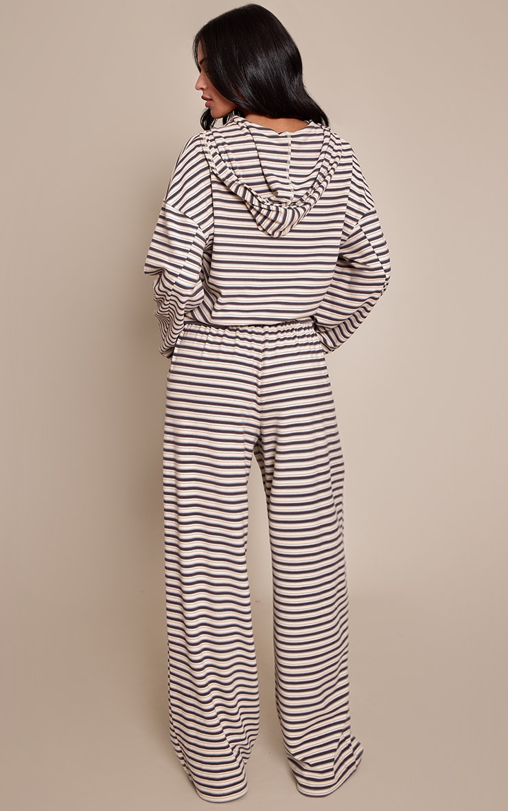 Tall Brown Striped Soft Fleece Straight Leg Sweatpants image 3