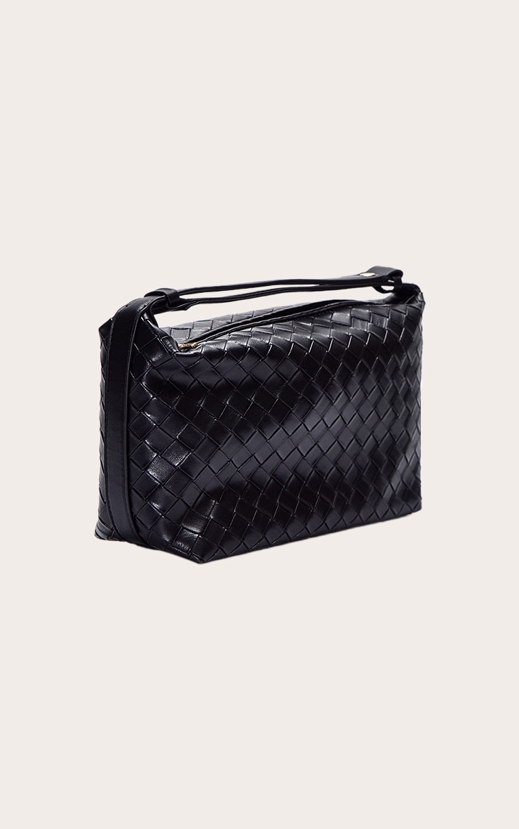 Black Weave Adjustable Handle Handbag image 3