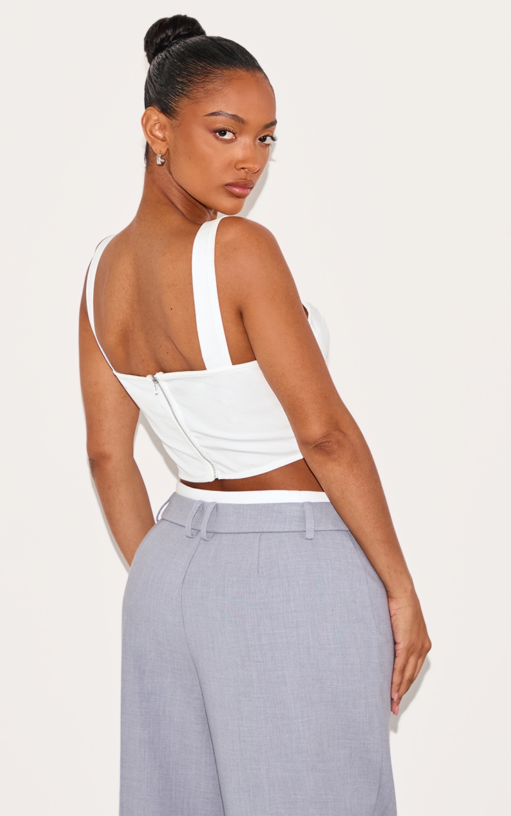 Shape White Woven Corset Detail Crop Top image 2