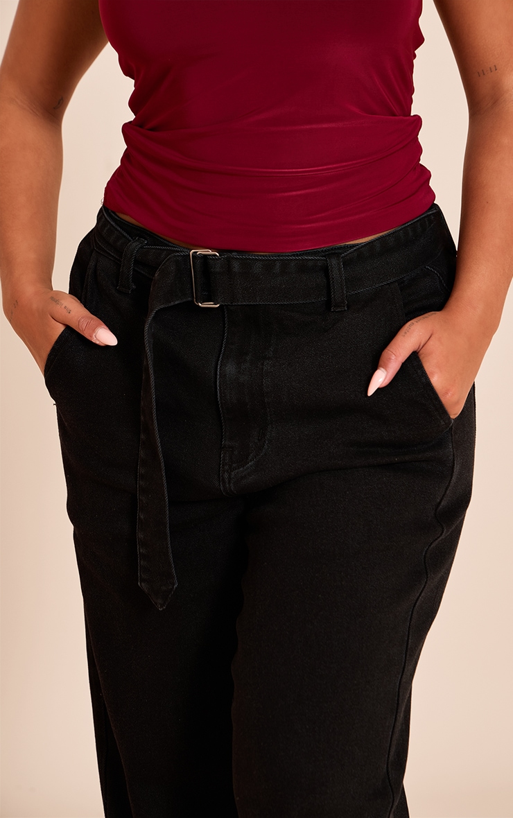 Shape Jean large stretch noir à taille haute et ceinture image 4