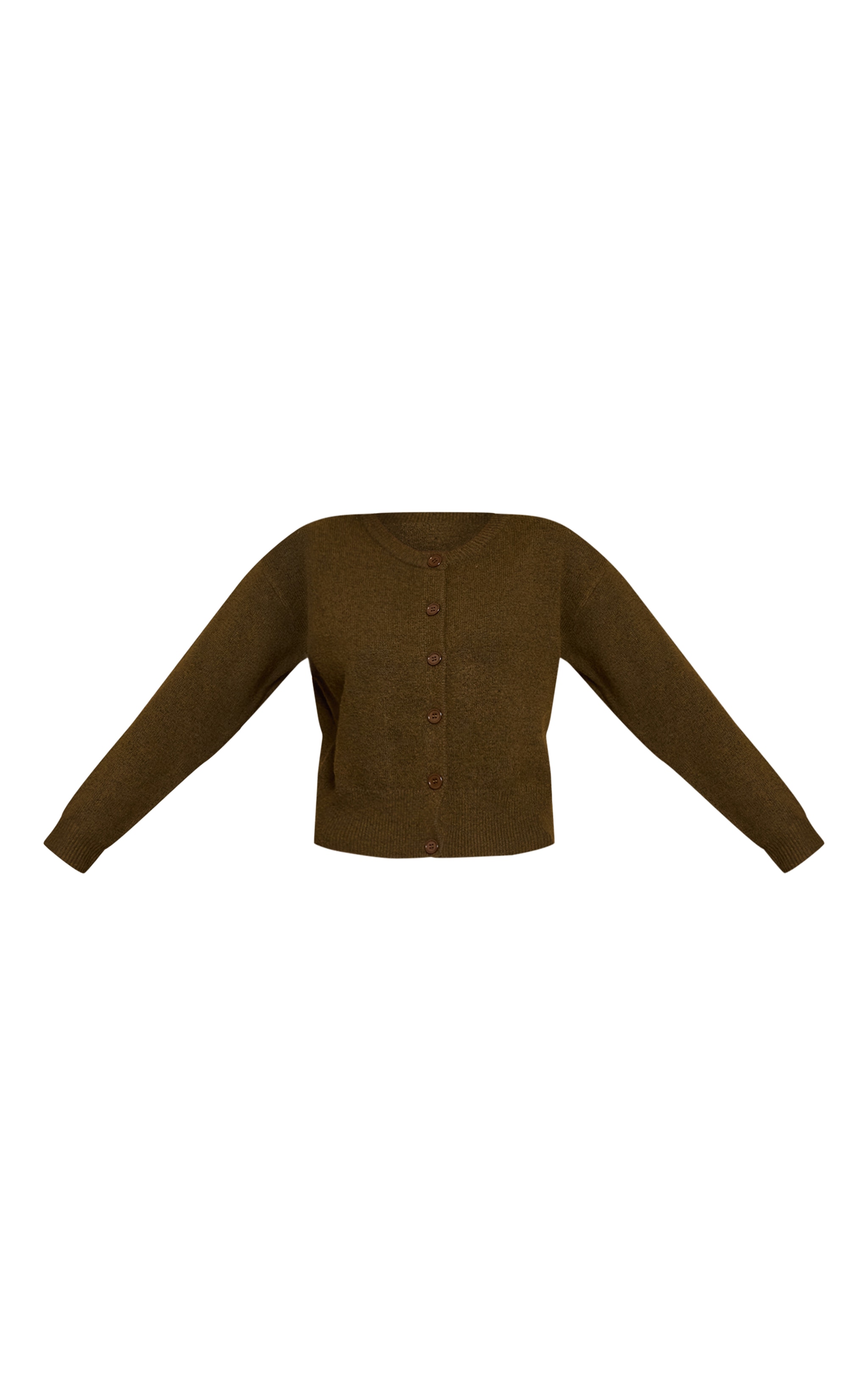 Cardigan en maille tricot kaki à col ras image 5