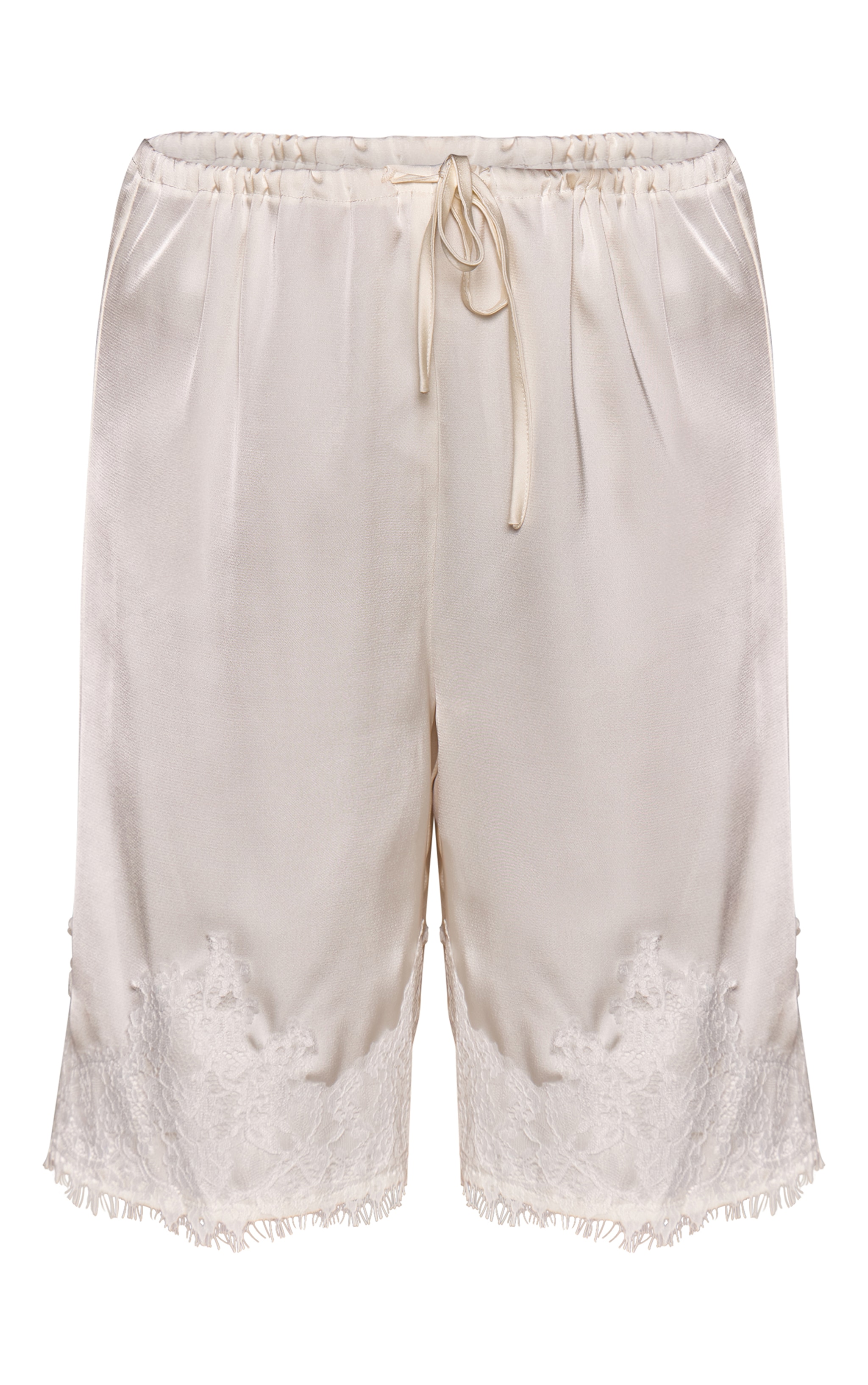Butter Cream Satin Lace Detail Long Shorts  image 6