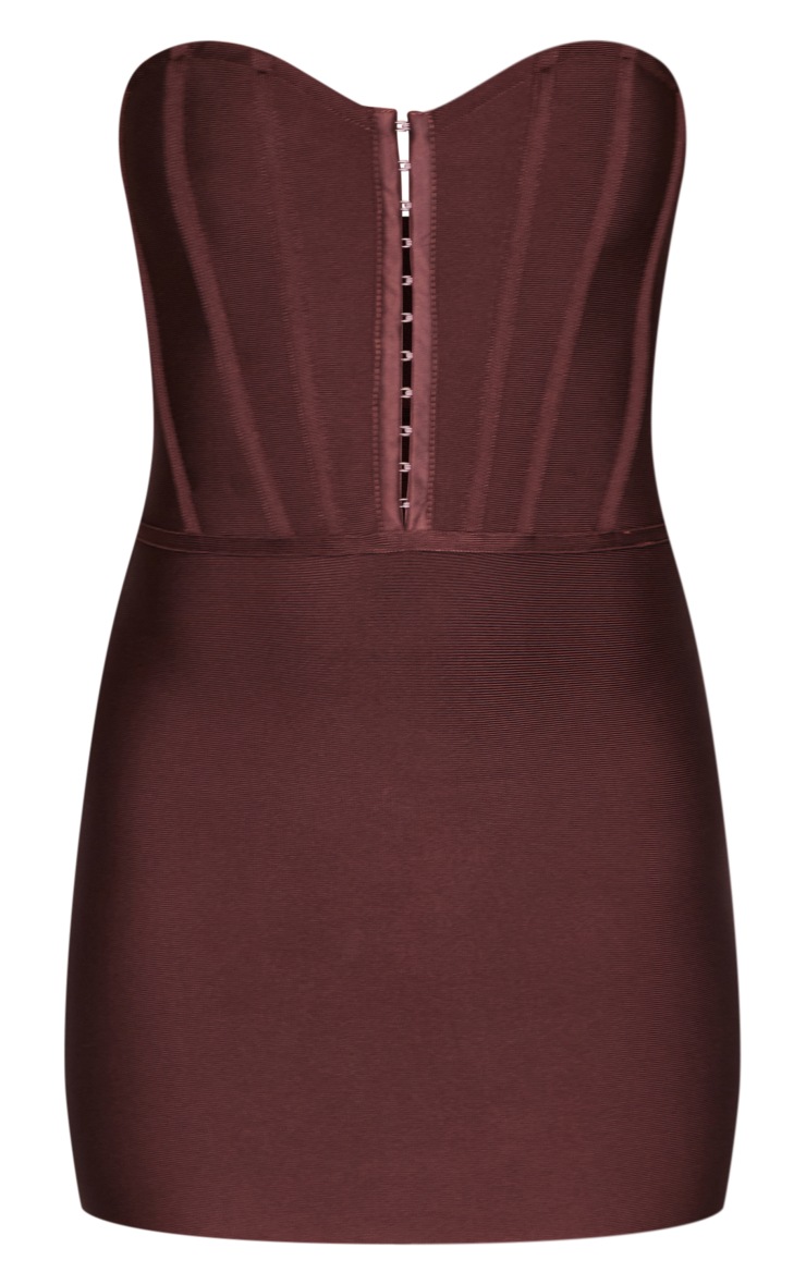 Chocolate Bandeau Bandage Hook & Eye Bodycon Dress image 5