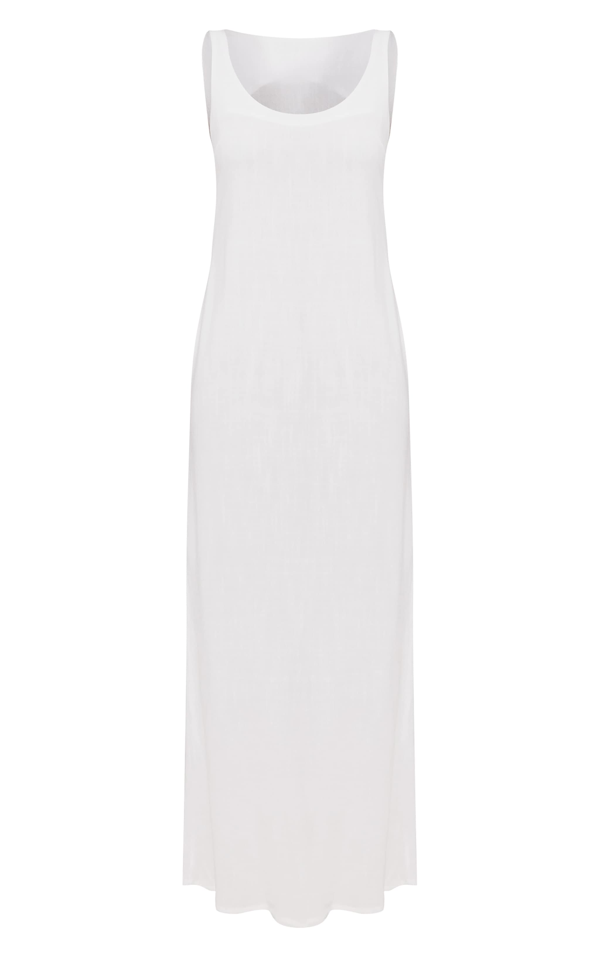 White Textured Scoop Neck Maxi Dress image 5