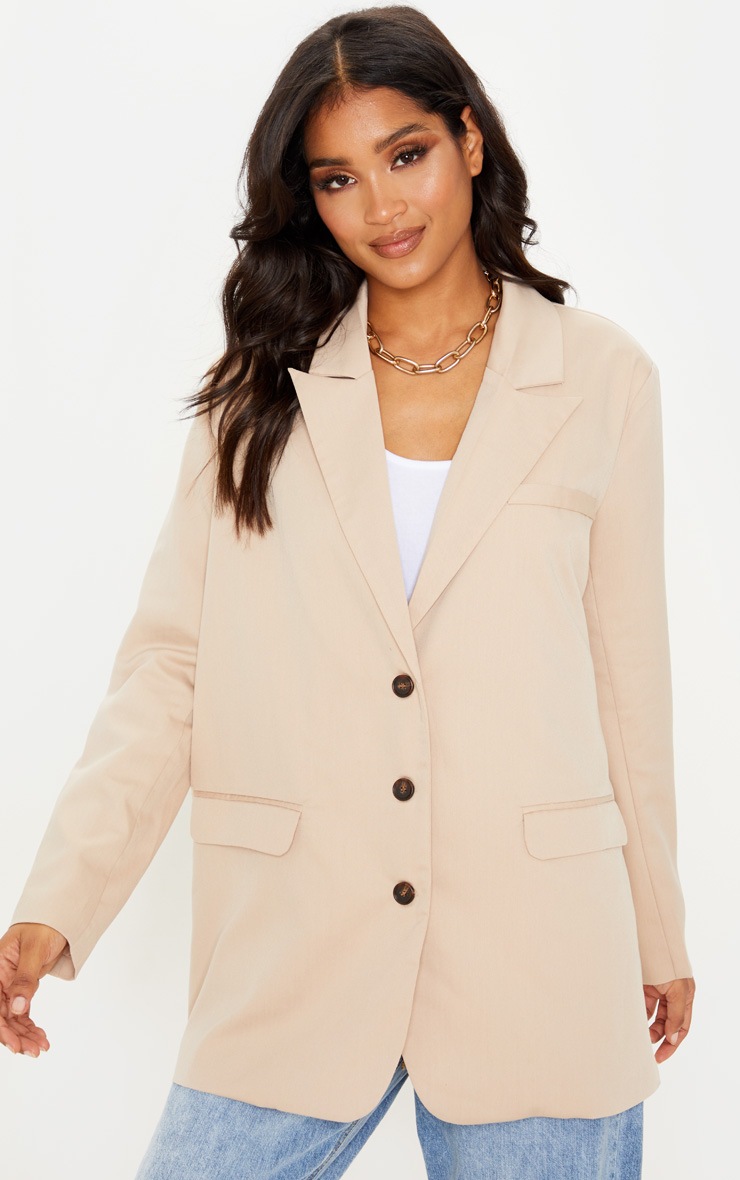 Stone Oversized Woven Blazer