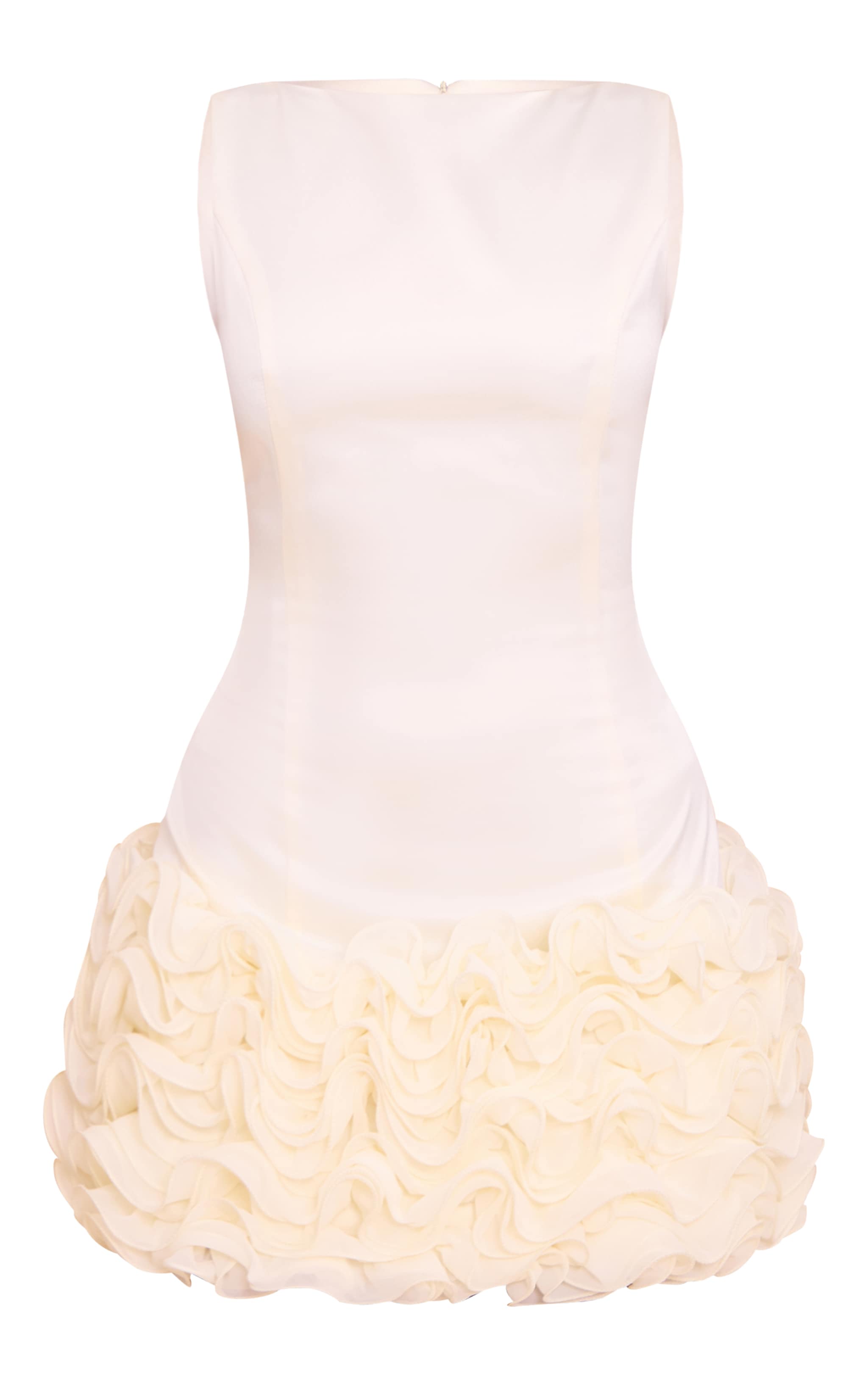 Cream Boat Neck Flower Detail Bodycon Dress image 5