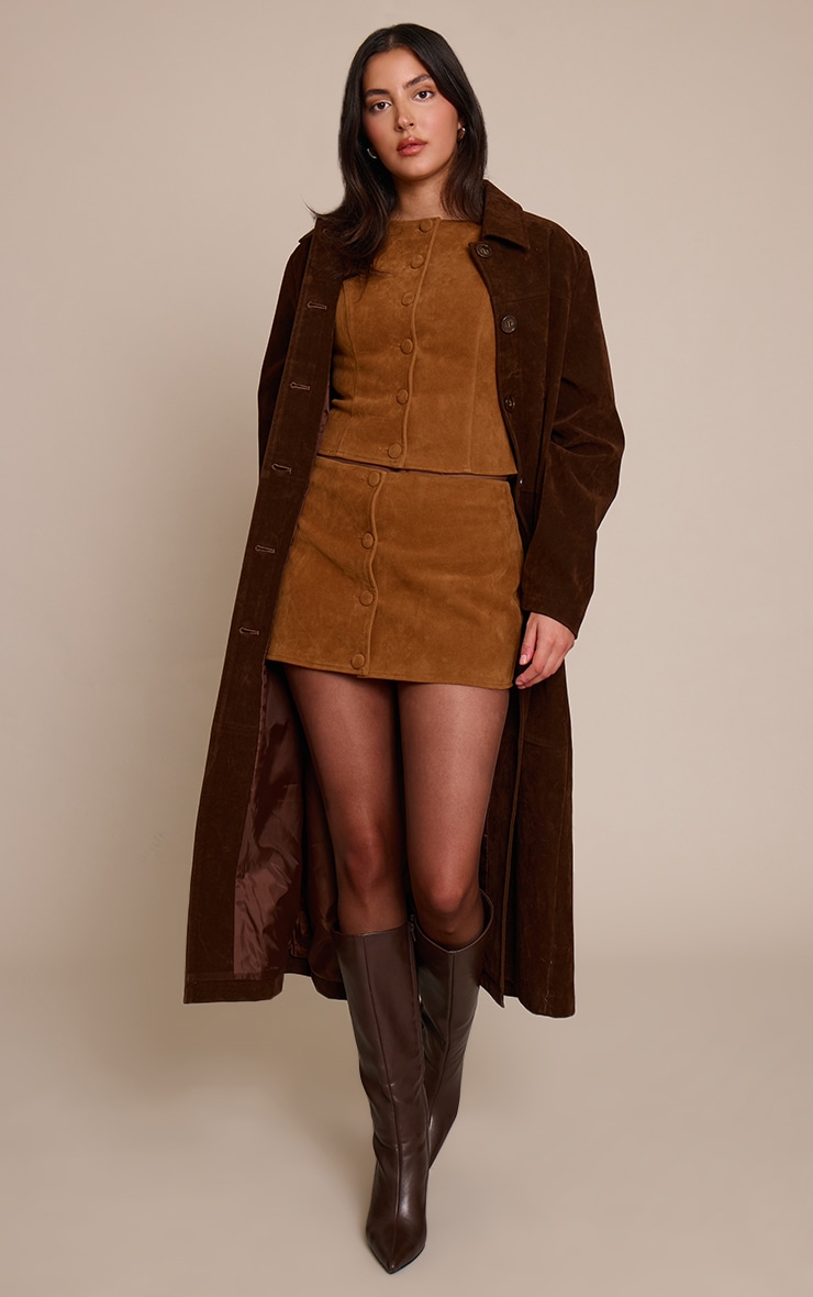 Gilet en suédine marron clair à boutons image 3