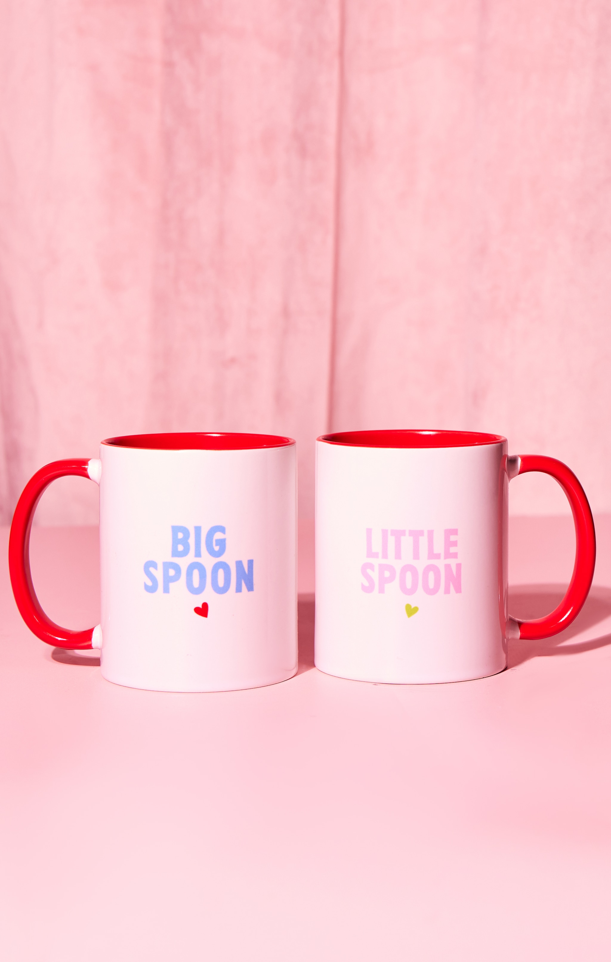 Pink & Blue Big Spoon Little Spoon Set of 2 Mugs image 2