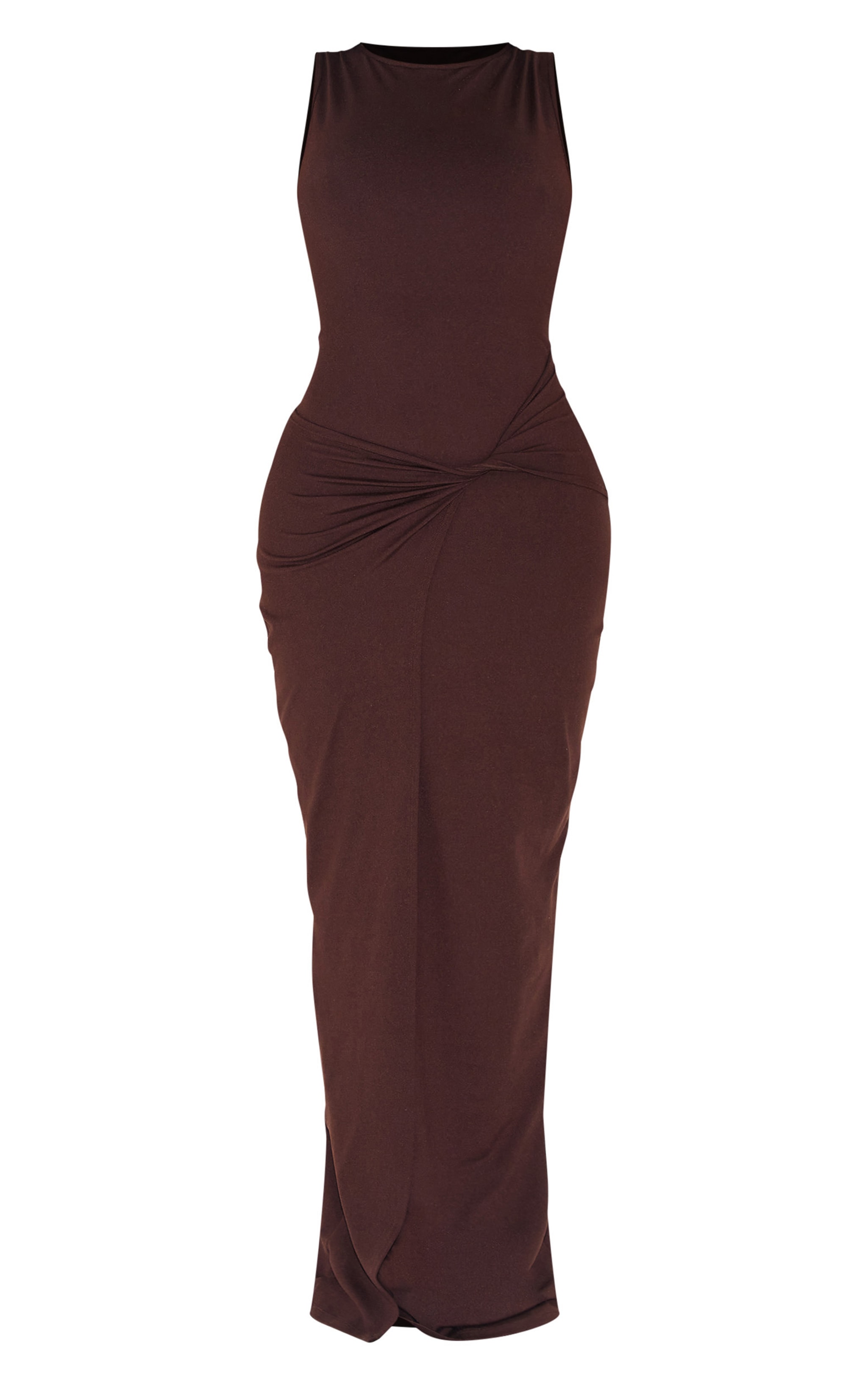 Shape Robe longue en Sculpt chocolat à col bateau et partie torsadée sur la taille image 5